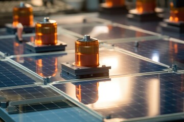 Poster - close-up of solar cells being assembled on production line