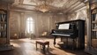 interior of the house, the music room to entertain guests with the piano 