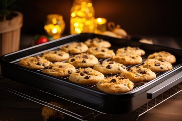 Poster - freshly baked cookies on a tray from toaster oven