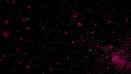 Poster - Background of fast moving dots in storm. Design. A lot of points are moving in fast random flow. Storm of colored dots on black background