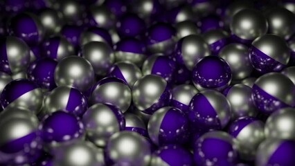 Poster - Colored metal balls move in stream. Design. Metal 3d balls move in large numbers in stream. Lots of 3d balls with metallic texture in motion