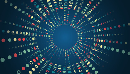 Leinwandbilder - Big data visualization. Abstract stream information with circles array and binary code. Information analytics concept. Filtering machine algorithms. Sorting data. Vector technology background.
