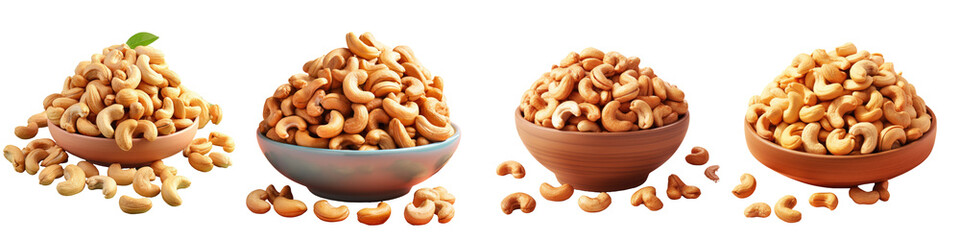 Canvas Print - Cashew nuts isolated on a transparent background Clipping path