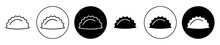 Jiaozi Vector Icon Set. Empanada Gyoza Dumpling Symbol. Chinese Pierogi Food Sign In Black Color.