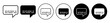 Video subtitle icon set. closed caption text bubble vector symbol in black filled and outlined style.