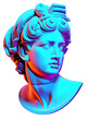 3d neon female greek bust of ancient greek woman. Modern art, isolated on white or transparent background, png