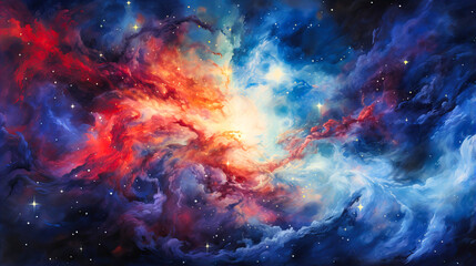 Wall Mural - Cosmic nebula swirling amidst stars