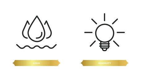 Poster - two editable outline icons from zodiac concept. thin line icons such as aqua, ingenuity vector.