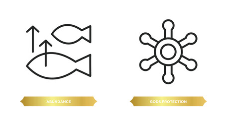 Poster - two editable outline icons from zodiac concept. thin line icons such as abundance, gods protection vector.