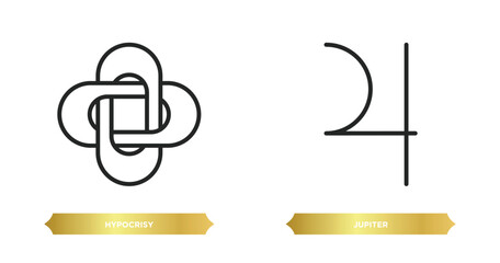 Poster - two editable outline icons from zodiac concept. thin line icons such as hypocrisy, jupiter vector.