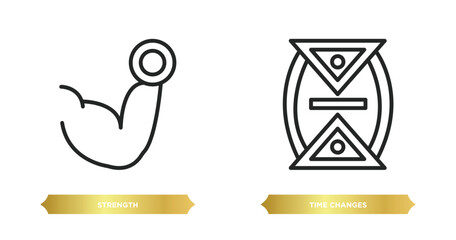 Poster - two editable outline icons from zodiac concept. thin line icons such as strength, time changes vector.
