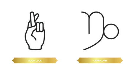 Poster - two editable outline icons from zodiac concept. thin line icons such as good luck, capricorn vector.