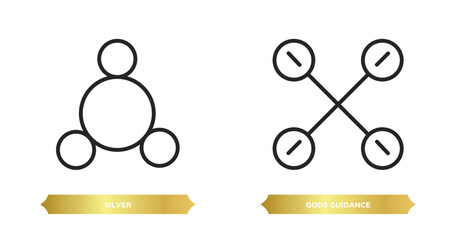 Poster - two editable outline icons from zodiac concept. thin line icons such as silver, gods guidance vector.