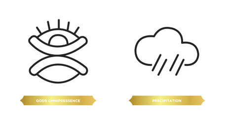 Poster - two editable outline icons from zodiac concept. thin line icons such as gods omnipressence, precipitation vector.