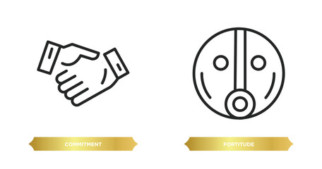 Poster - two editable outline icons from zodiac concept. thin line icons such as commitment, fortitude vector.