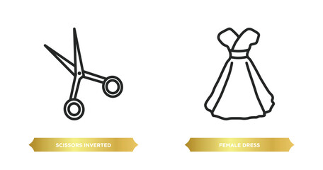 Poster - two editable outline icons from woman clothing concept. thin line icons such as scissors inverted vi