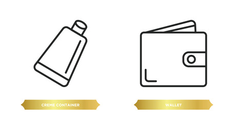 Poster - two editable outline icons from woman clothing concept. thin line icons such as creme container black, wallet vector.
