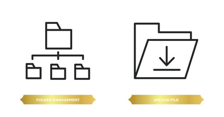 Poster - two editable outline icons from web hosting concept. thin line icons such as folder management, upload file vector.