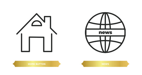 Poster - two editable outline icons from web concept. thin line icons such as home button, news vector.