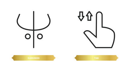 Poster - two editable outline icons from web concept. thin line icons such as darkness, tab vector.