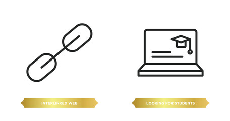 Aufkleber - two editable outline icons from web concept. thin line icons such as interlinked web, looking for st