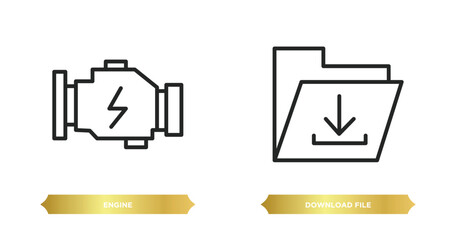 Poster - two editable outline icons from web concept. thin line icons such as engine, download file vector.