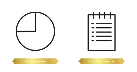Poster - two editable outline icons from web concept. thin line icons such as circular graphic, create list button vector.