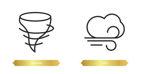 Poster - two editable outline icons from weather concept. thin line icons such as tornado, gust vector.