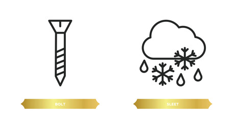 Poster - two editable outline icons from weather concept. thin line icons such as bolt, sleet vector.