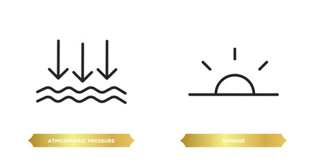 Poster - two editable outline icons from weather concept. thin line icons such as atmospheric pressure, sunri