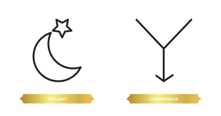 Poster - two editable outline icons from weather concept. thin line icons such as twilight, convergence vector.