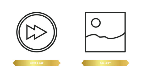 Poster - two editable outline icons from user interface concept. thin line icons such as next page, gallery vector.