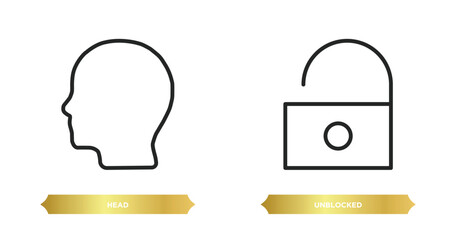 Poster - two editable outline icons from user interface concept. thin line icons such as head, unblocked vector.