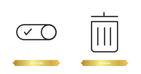 Poster - two editable outline icons from user interface concept. thin line icons such as activated, eliminar vector.