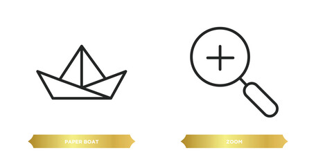 Poster - two editable outline icons from user interface concept. thin line icons such as paper boat, zoom vector.