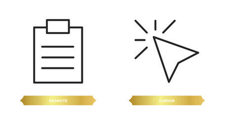 Poster - two editable outline icons from user interface concept. thin line icons such as padnote, cursor vector.