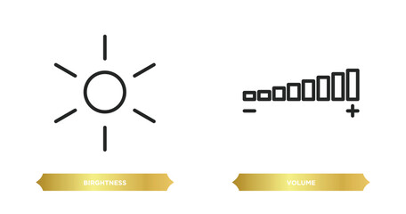 Poster - two editable outline icons from user interface concept. thin line icons such as birghtness, volume v