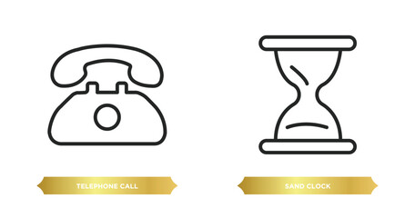 Poster - two editable outline icons from user interface concept. thin line icons such as telephone call, sand