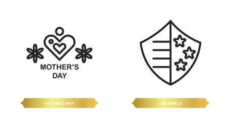 Poster - two editable outline icons from united states of america concept. thin line icons such as mother's day, usa shield vector.