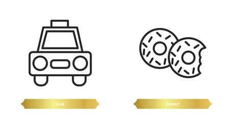 Poster - two editable outline icons from united states of america concept. thin line icons such as cab, donut