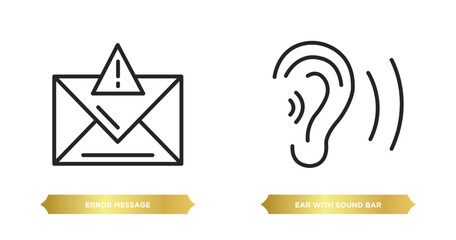 Poster - two editable outline icons from ultimate glyphicons concept. thin line icons such as error message, ear with sound bar vector.