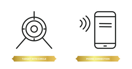Poster - two editable outline icons from ultimate glyphicons concept. thin line icons such as target with circle, phone connection vector.