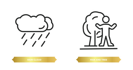 Wall Mural - two editable outline icons from ultimate glyphicons concept. thin line icons such as rain cloud, man and tree vector.