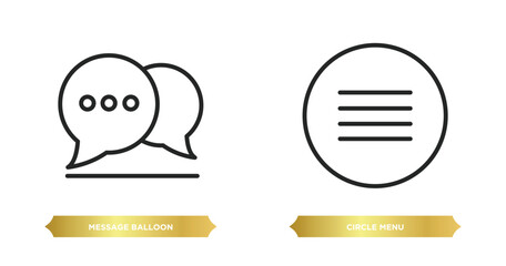 Poster - two editable outline icons from ultimate glyphicons concept. thin line icons such as message balloon, circle menu vector.
