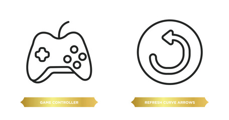 Poster - two editable outline icons from ultimate glyphicons concept. thin line icons such as game controller cross, refresh curve arrows vector.