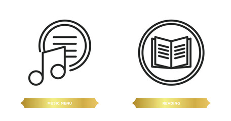 Poster - two editable outline icons from ultimate glyphicons concept. thin line icons such as music menu, rea