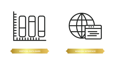 Fototapete - two editable outline icons from user interface concept. thin line icons such as vertical data bars, window interface vector.
