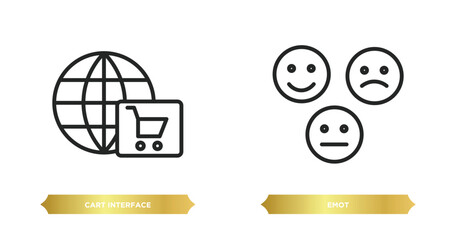Poster - two editable outline icons from user interface concept. thin line icons such as cart interface, emot vector.