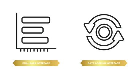 Poster - two editable outline icons from user interface concept. thin line icons such as dual bars interface, data looping interface vector.
