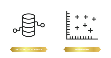 Poster - two editable outline icons from user interface concept. thin line icons such as data analytics cylinder, spotted data vector.